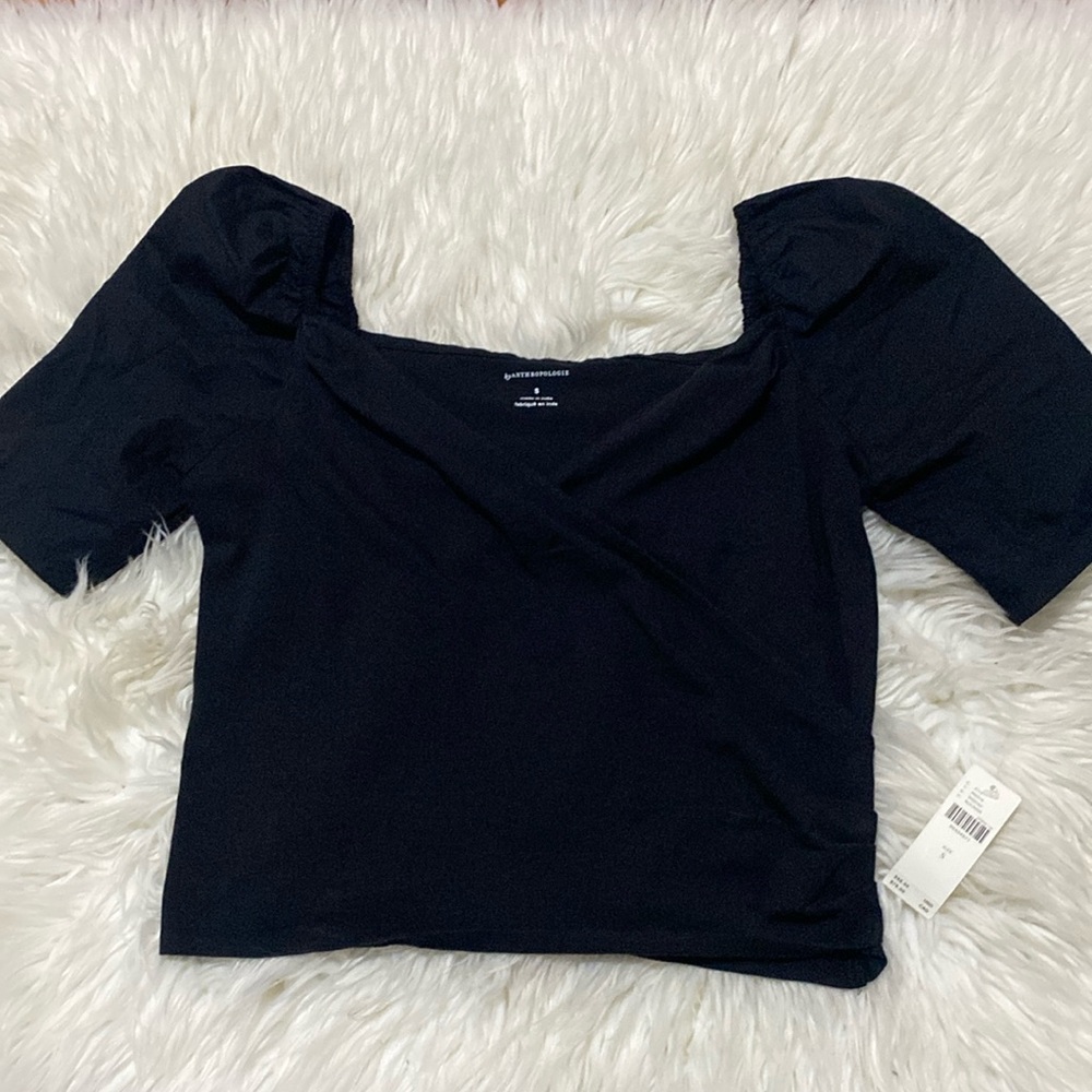 Anthropologie cross over puffy sleeves